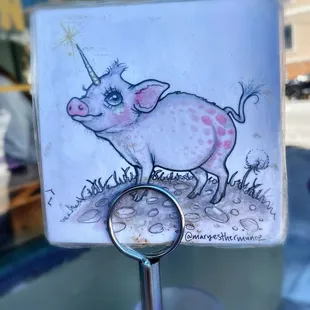 Order Number on one side, cute art on the other side! I love this! Xx