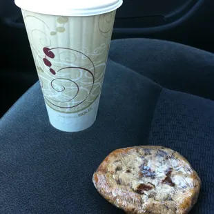 a cup of coffee and a cookie
