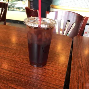 a cold beverage on a table