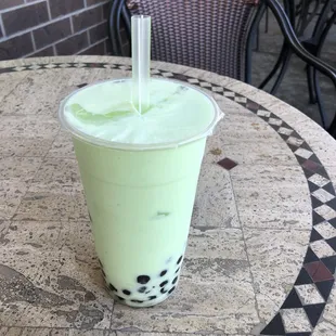Creamy Honeydew Boba Smoothie