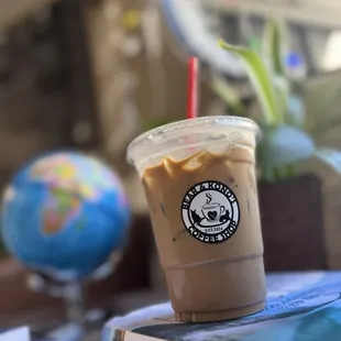 Vanilla iced latte with oat milk