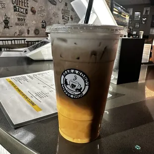 Amazing Vanilla iced coffee with vanilla cold foam.