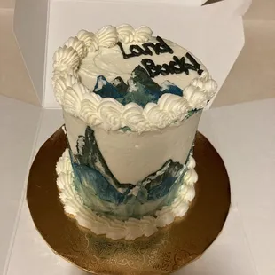 Customized Land Back Cake with mountains