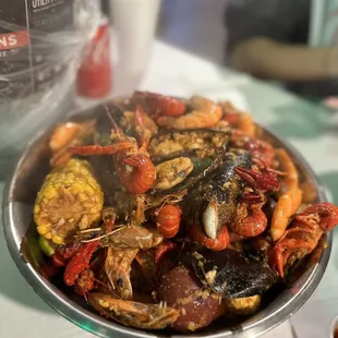 a bowl of seafood