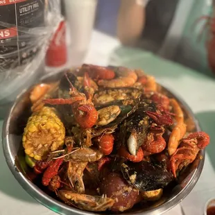 a bowl of seafood