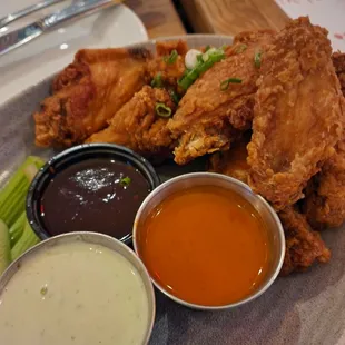 Fried Wings with trio sauces