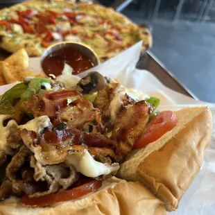 Steak and cheese Sandwich (Called New Hampshire Ave) - Mushroom, Green Peppers &amp; Bacon