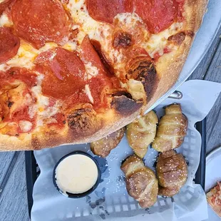 Pepperoni pizza / pretzel knots
