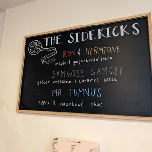 a menu on a chalkboard