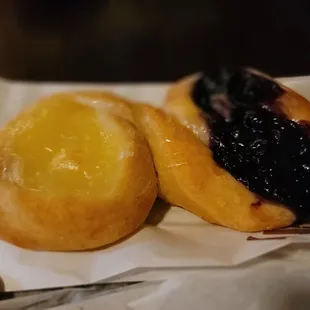 two pastries on a piece of paper