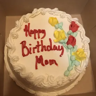 Strawberries and cream birthday cake for Mom