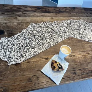 a cup of cappuccino and a muffin