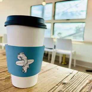 a cup of coffee on a table