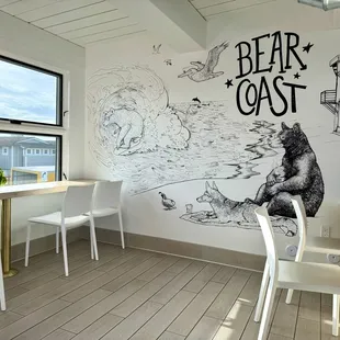 a drawing of a bear on the wall