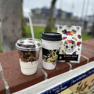 Granola with fruit and yogurt, black coffee and, more coffee!