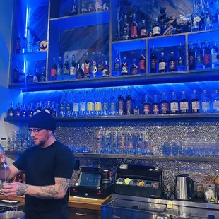 Bartender doing bartender stuff