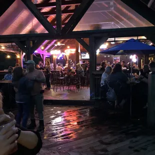 a group of people enjoying a night out