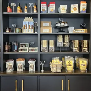 shelves of various foods and condiments