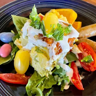 Frittata on Easter morning - notice the little egg M&amp;Ms.