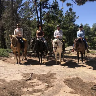 Photo op midway through ride.  Trail guides Rachel and Liz positioned the horses and snapped a shot.