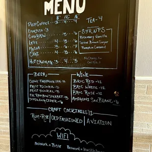 Bear Necessities Coffee+Bar Menu