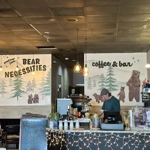 The mural on the wall