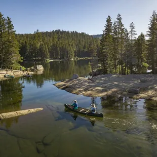 Sliding through the many rock features at Lake Alpine.