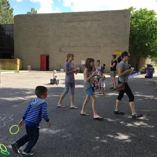 Summer of Reading Kickoff games in the parking lot at Bear Valley Library