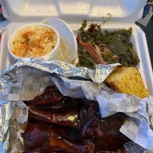 2 Way Meal 2 Ribs 2 Chicken 2 sides and corn bread