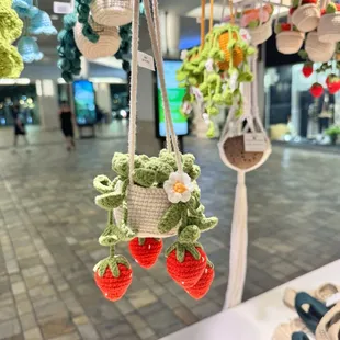 Hanging strawberries