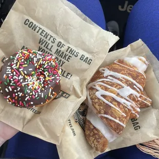 Dexter bakery donut and Bearclaw pastry