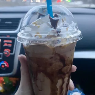 Snickers with almond milk and nondairy whipped cream