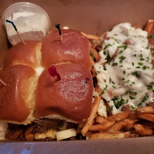 The Poutinewich Pull-apart.  Ridiculous goodness with short rib poutine as a side