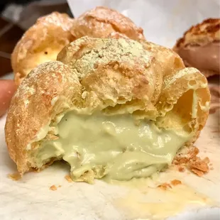 the inside of a pastry