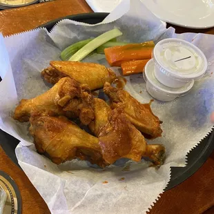 Crispy wings tossed in Medium sauce