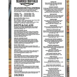 menu for bearded buffalo
