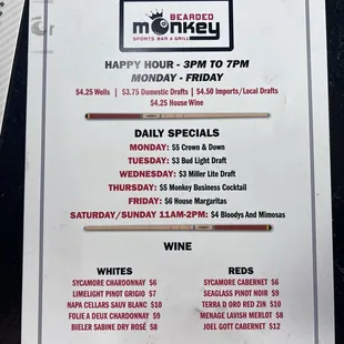 menu