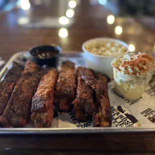 Ribs, Mac &amp; Cheese, and Potato Salad.