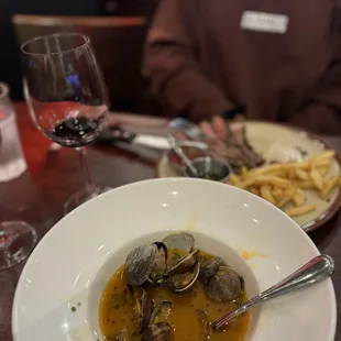 Delicious bowl of clams! Broth is