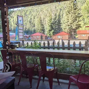 a view of a restaurant from a balcony