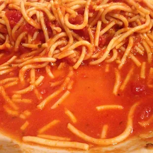 Pool of watered down spaghetti