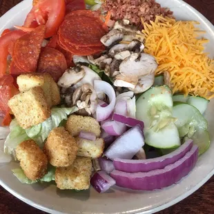 From the salad bar at the lunch buffet.