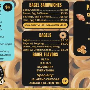 Refreshers and food menu