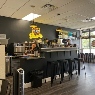 the inside of a restaurant