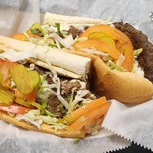 NOLA Burger Poboy: Burger with Roast Beef Debris &amp; Swiss
