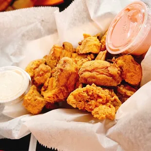 a basket of fried chicken