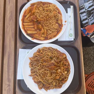 #40. Kimchi &amp; Spicy Pork Noodle #57. Spicy Rice Cake with Ramen