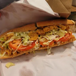 Shrimp po boy fully dressed