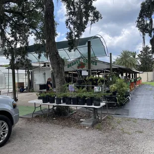 a car parked in front of a store