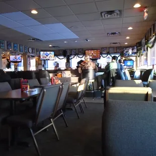 Looking towards the bar from my table in the back corner.